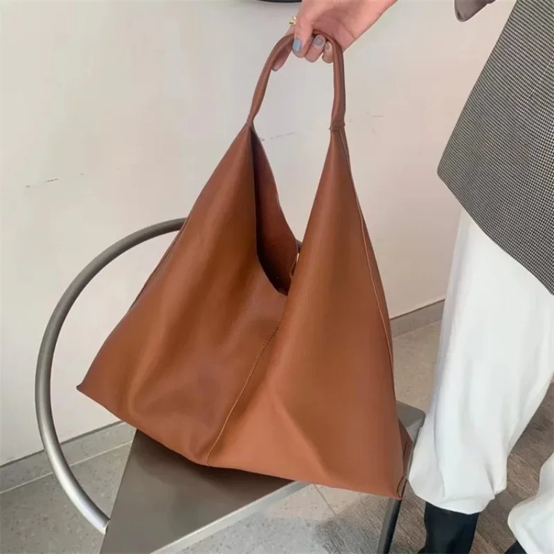 Fashion Soft Leather Handbags Women Brown Large Capacity Hand Bags Shopping Tote Female Casual Shoulder Bag Purse 250207