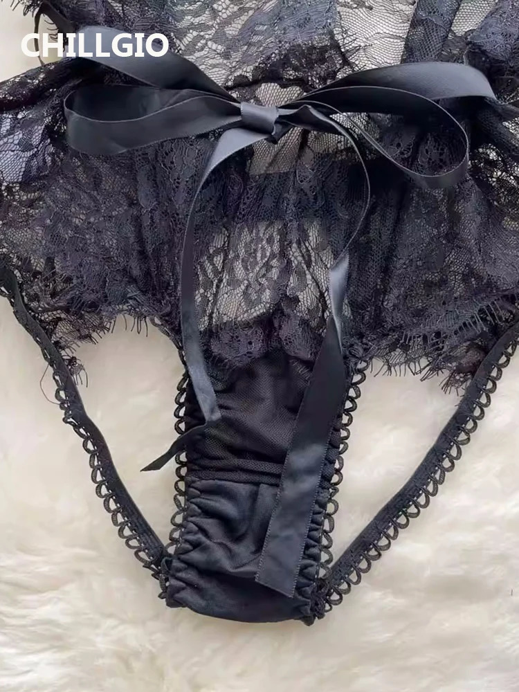 CHILLGIO Women Sexy Floral Lace Strappy Rompers Ins Erotic Combination Bodysuits Lingerie Fashion One Piece Tranparent Catsuits 250210