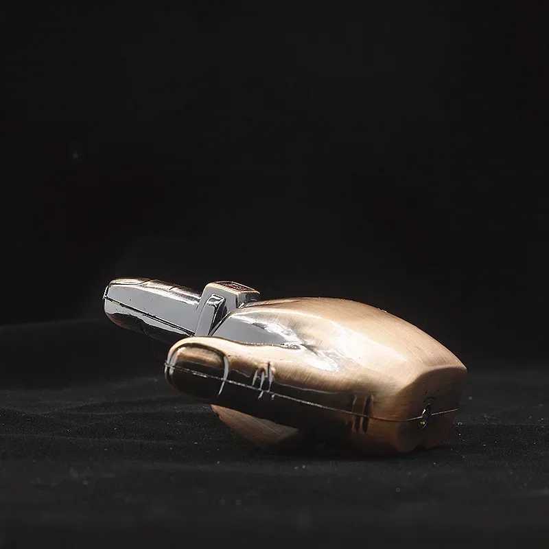 Funny Middle Finger Torch Lighter with Fuk You Vo Windproof Jet Flame Lighters Refillable Butane Lighter Smoking Accessories Y250210