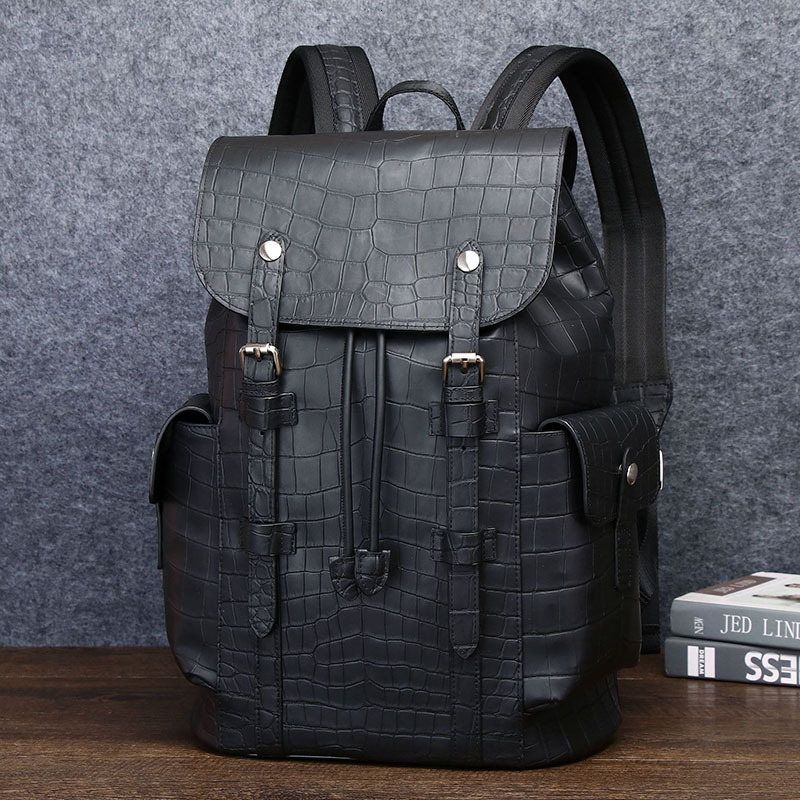 Men's Genuine Bag New Real Cowhide Leather Backpack Business Casual Backpack Large Capacity Travel Bag