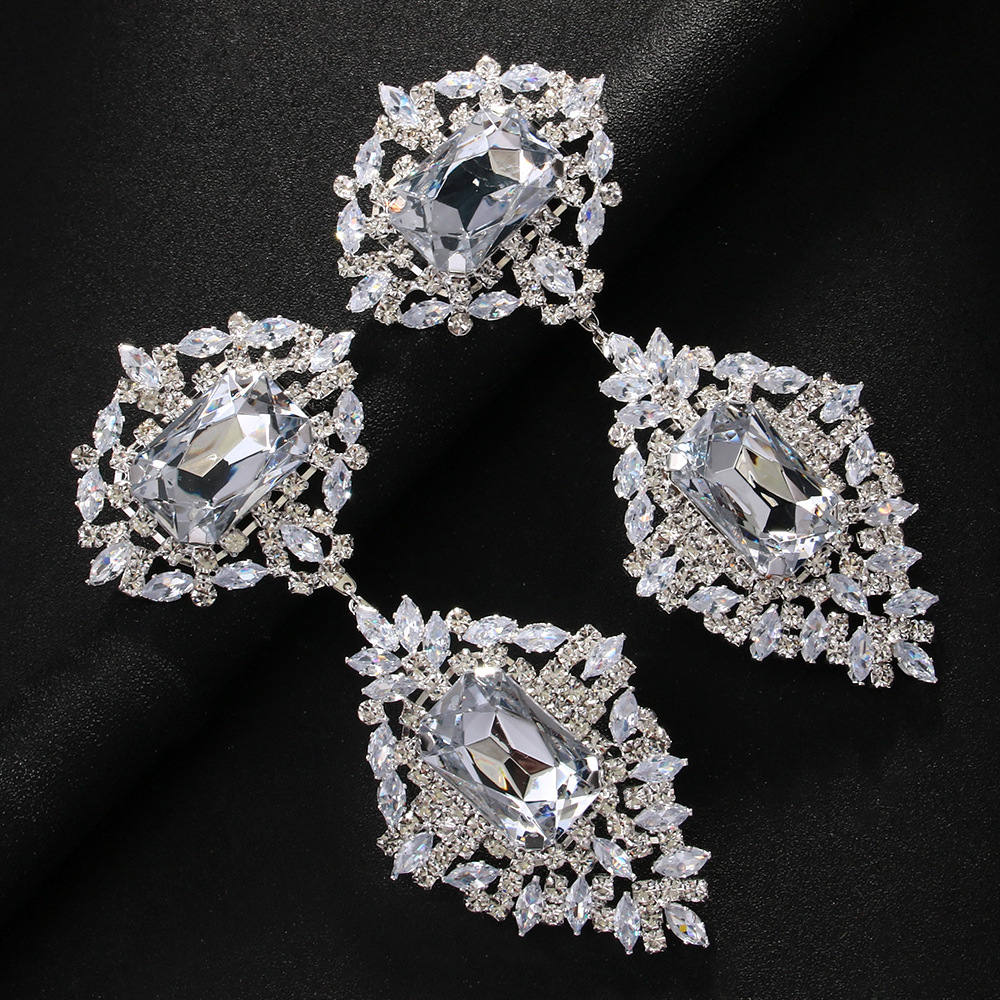 Exaggerated Earrings 2PCS/LOT Big Earrings Rhinestones Jewelry Vintage Accessories for Women