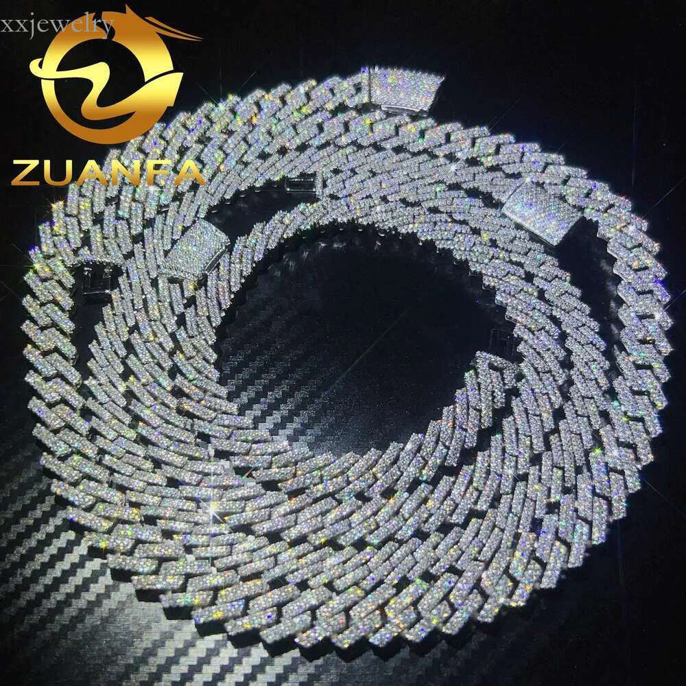 Hot Selg Drop Shipping Service Sterg Sier Hip Hop 10mm 12mm 14mm 15mm Iced Out Moissanite Dia Cuban k Chain