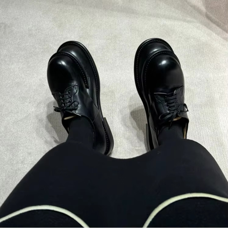 Cowhide Version Will Wearing It Trip People Up? Double Ended Leather Shoes, British Style Black, Niche Personality, Flat Shoes