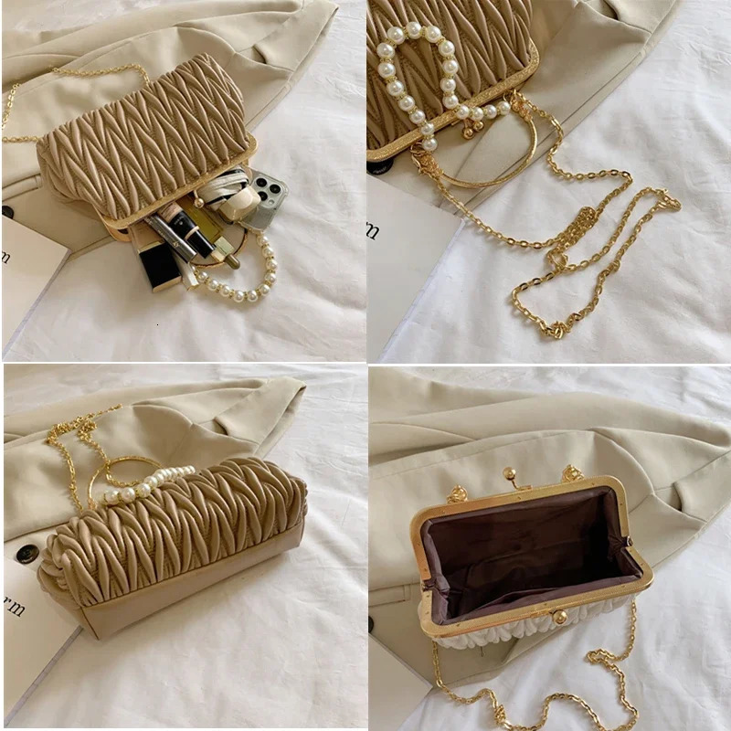 PU Leather Women Evening Bag Chain Shoulder Messenger Bag Shell Clip er Handbag Fashion Purse Party Wedding Clutch 250207