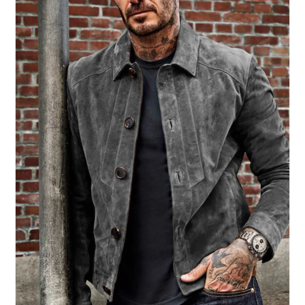 Mens Suede Mens Jacket Single Breasted Single Coat Slim Fashion Casual Comfortable Commuting Work Wear Clothes Coats 250211