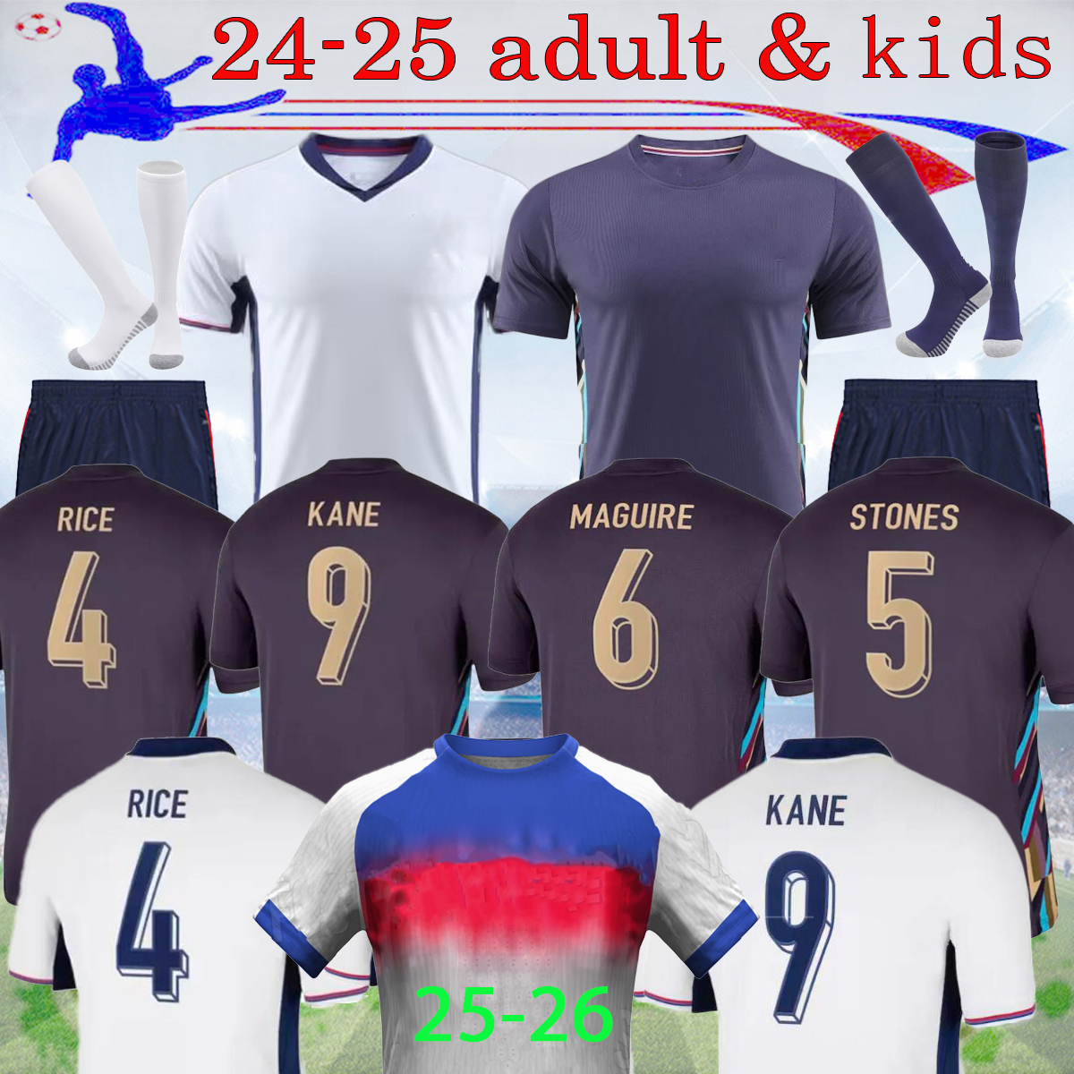16-4XL 2025 KANE home away soccer jerseys men kids kit STERLING ENGlANDS RASHFORD MOUNT LINGARD VARDY DELE 24 25 26 football EGL national team shirt