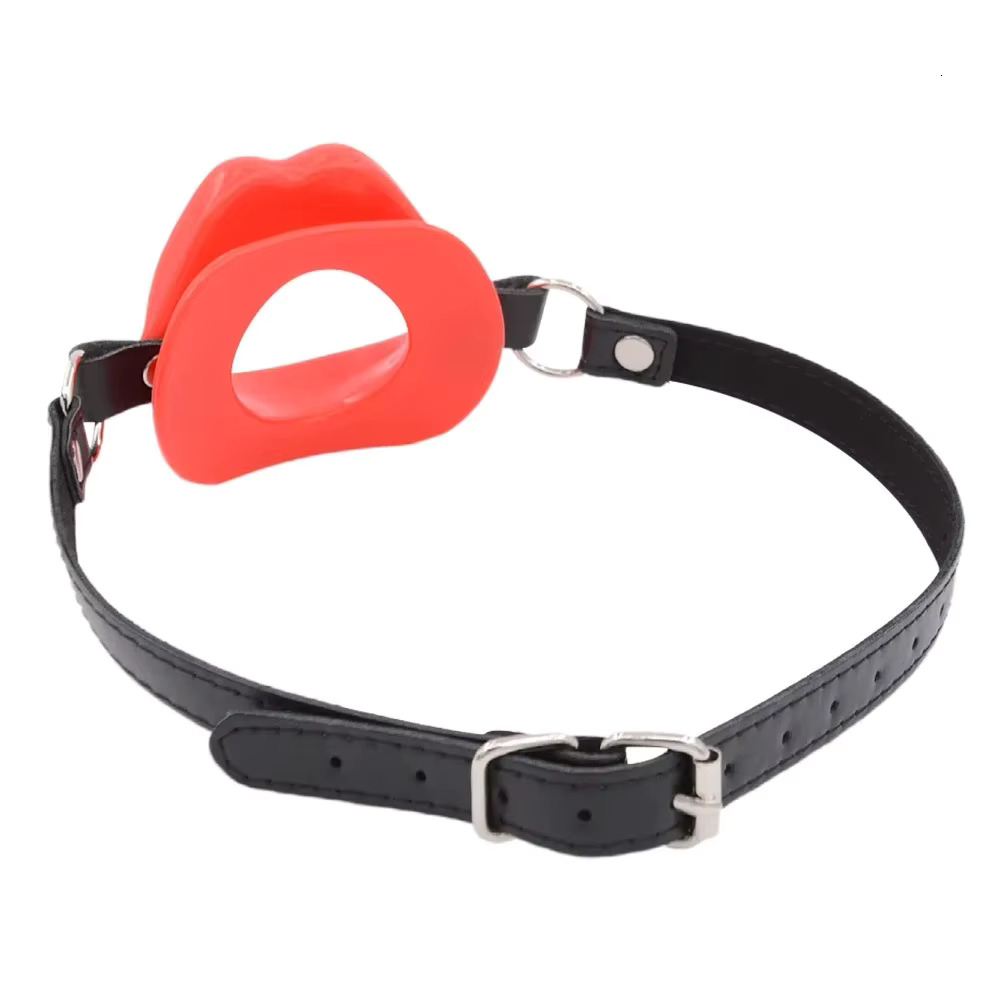 PU Leather Silicone BDSM Bondage Lips Ring Open Ball Adult Slave Erotic Sex Toy For Couples Toys Mouth Gag Games female