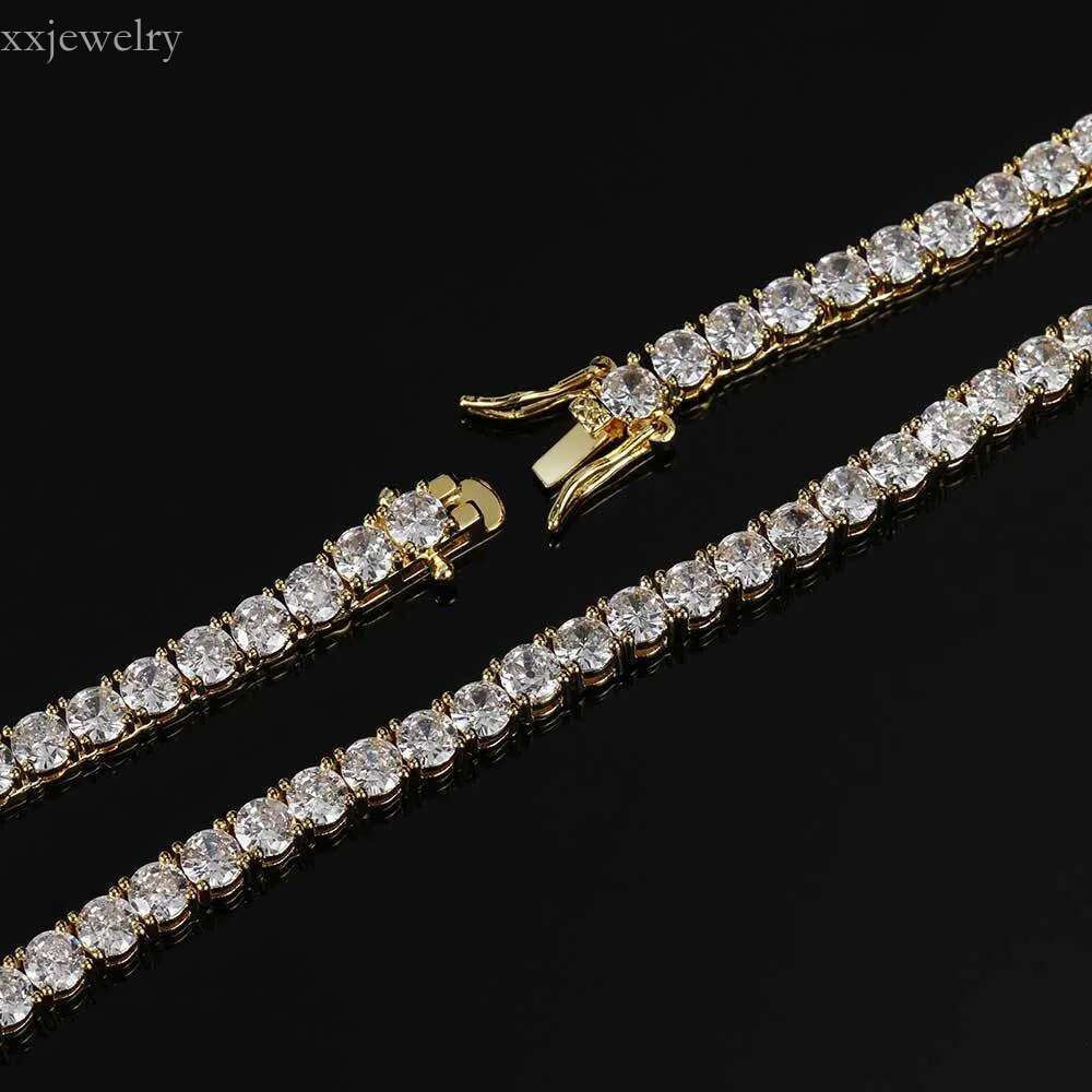 designer titanium steel plated gold sier tennis 3-5mm width inlaid 5A CZ dia iced out chain k necklace for women men hip hop jewelry