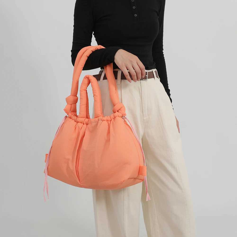 Puffer for Women Adjustable Strap Shoulder Bag Nylon Solid Crossbody Bag Large Backpack for Shopping TravelC250214