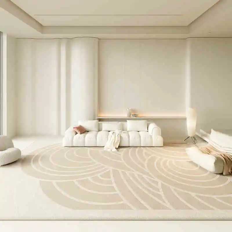 VIKAMA Light Luxury High- Cream Wind Soft and Comfortable Faux Cashmere Washed Back Carpet Living Room Bedroom Rug Y250210