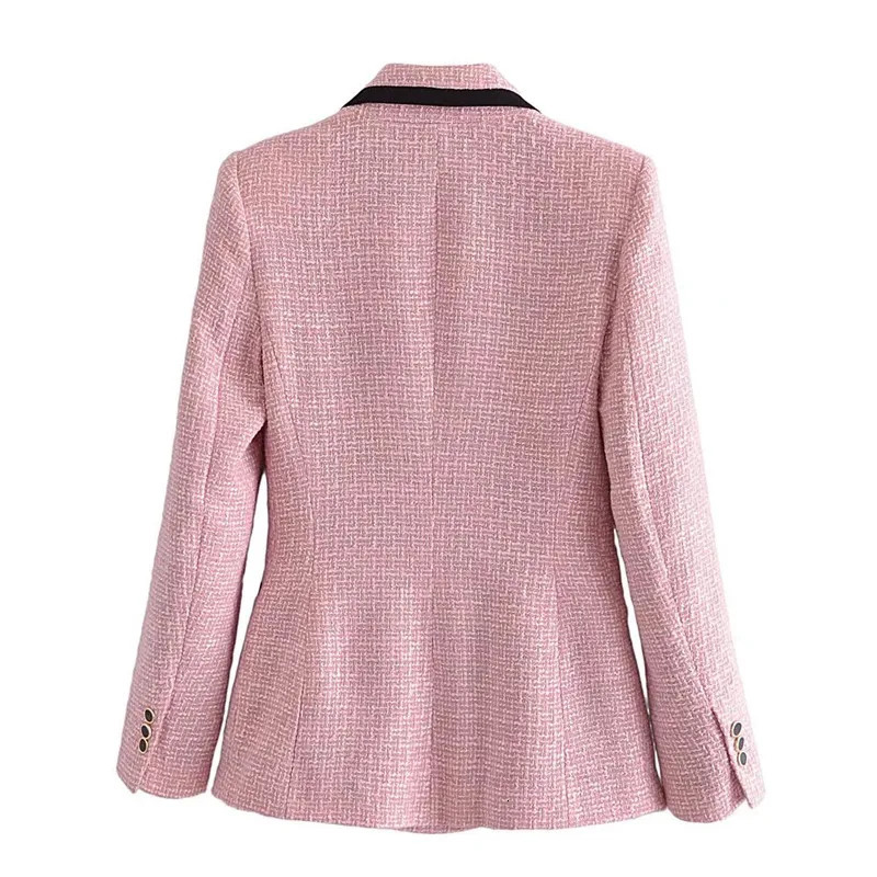 autumn womens clothing style fashionable and versatile slim fit light pink texture suit jacket 250210