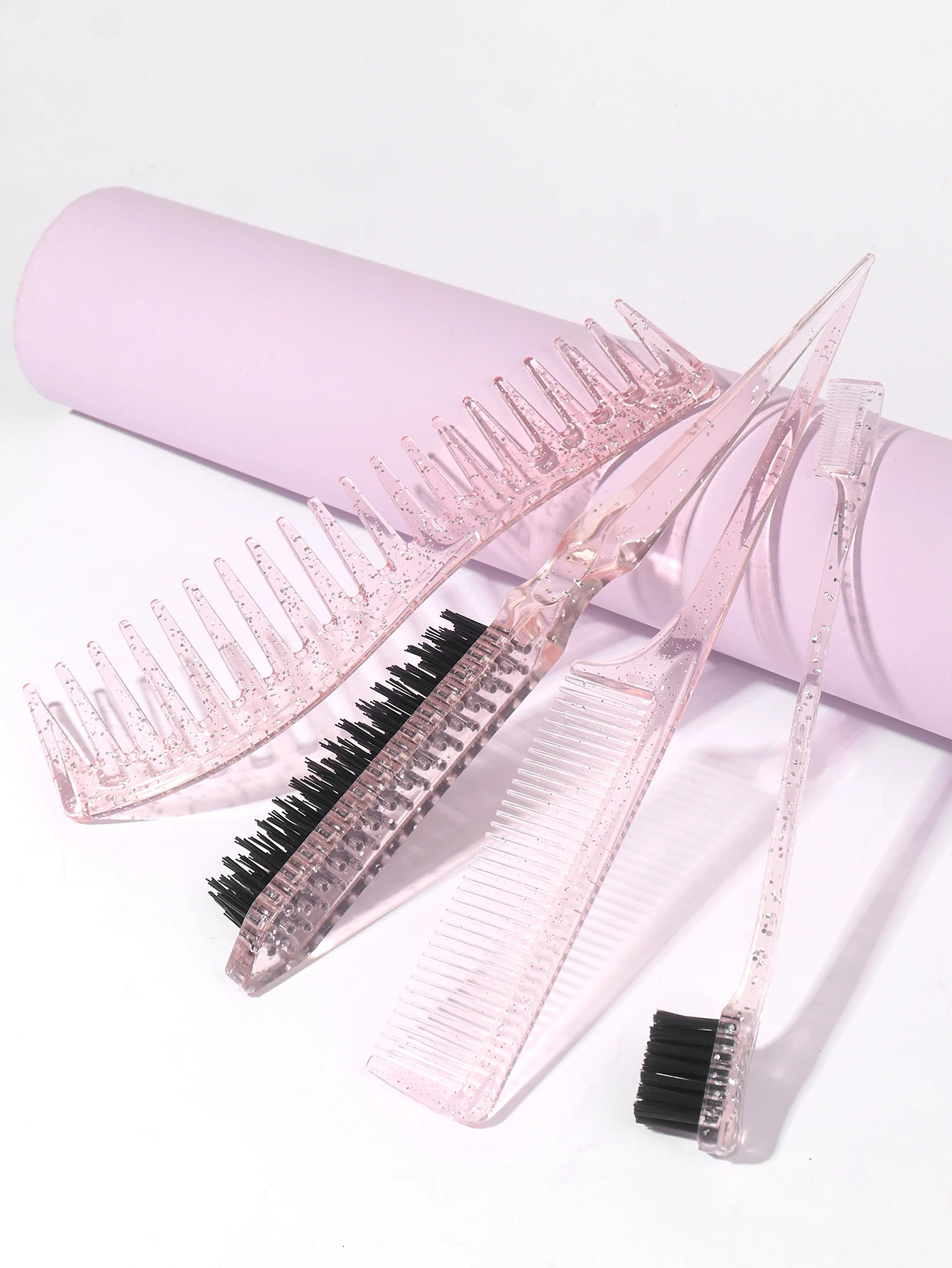 4pcs1pcs crystal double-sided edge control hair comb hairstyle hair brush accessories brush comb Special for real hair wigs 250113