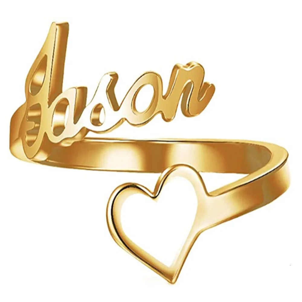 Custom Ring Men Personalized Adjustable Custom Names Heart Ring Stainless Steel Love Wedding Rings for Women Anniversary Jewelry 250110