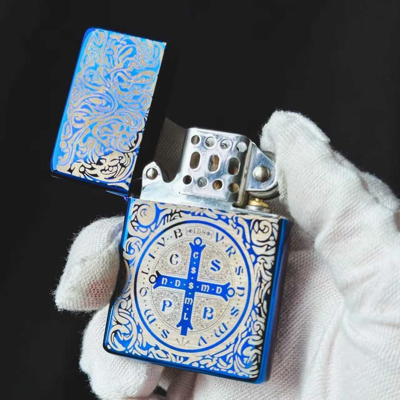 ZC9 Kerosene TANG Grass Lighter Creative and Copper Shell Windproof Brass Cigarette Gasoline Engine Smoking Gift Box Y250210