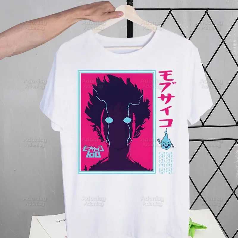 Mob Psycho 100 Shigeo Kageyama T Shirt Men Retro Washed Tops Tees Harajuku One Anime Manga Tshirt Streetwear Hip Hop T-shirtsXJ250211