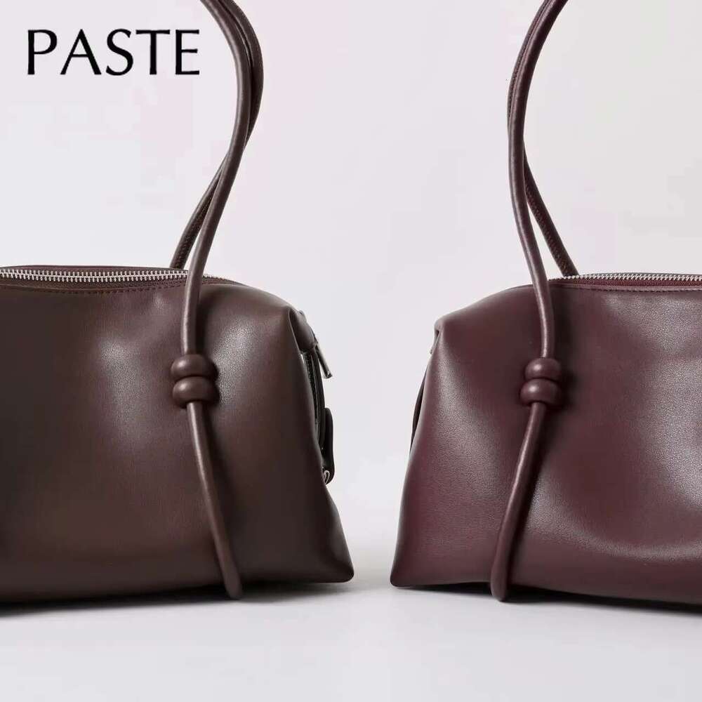 Vintage Simple Long-Handle Easy To Wear Women Tote Wine Red Genuine Cow Leather Female Shoulder Bag Rope Strap Travel Handbag