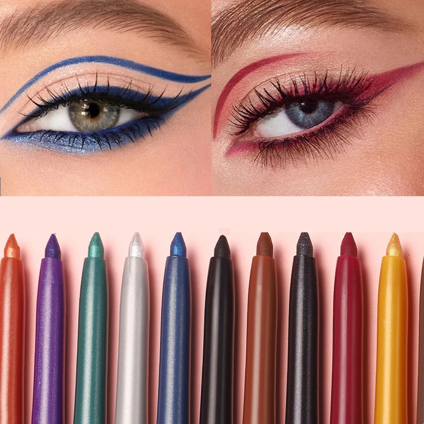 Matte Glitter Gel Eyeliner Pencil Smooth Waterproof Blue Brown Eyeliner Fast Dry Matte Concealer Pen Long Lasting Eyes Makeup 250113