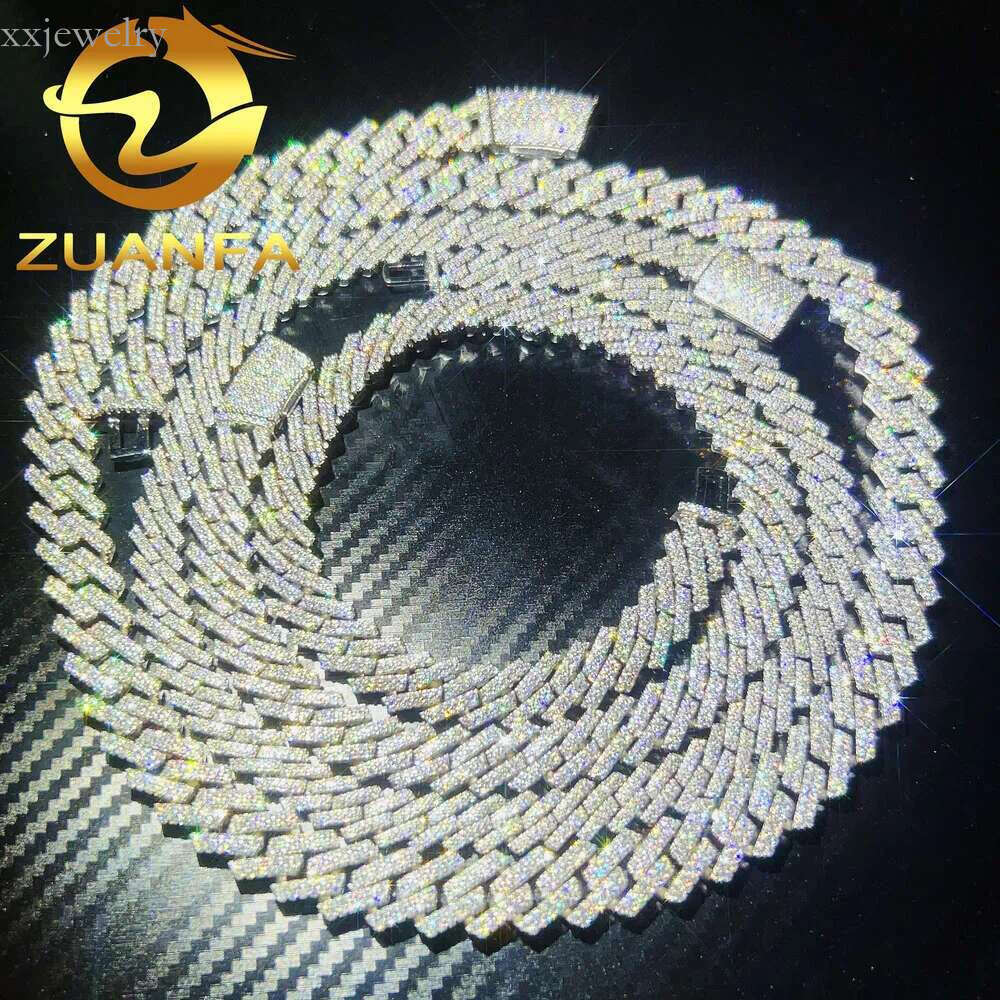 Hot Selg Drop Shipping Service Sterg Sier Hip Hop 10mm 12mm 14mm 15mm Iced Out Moissanite Dia Cuban k Chain