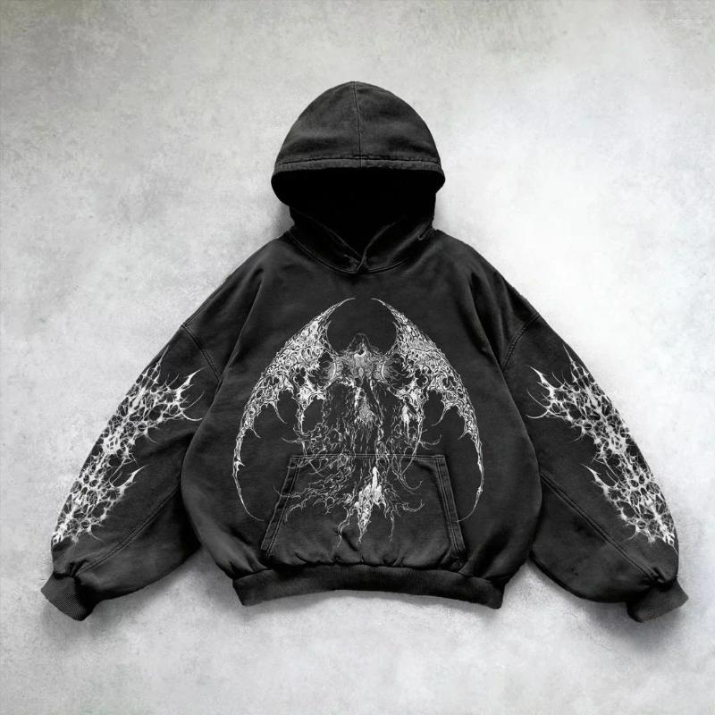 Sweatshirts Graphic Heavy Wash Hoodie: Male Streetwear Fashion Gothic Pullover, Retro Haruku Style for Men and Women