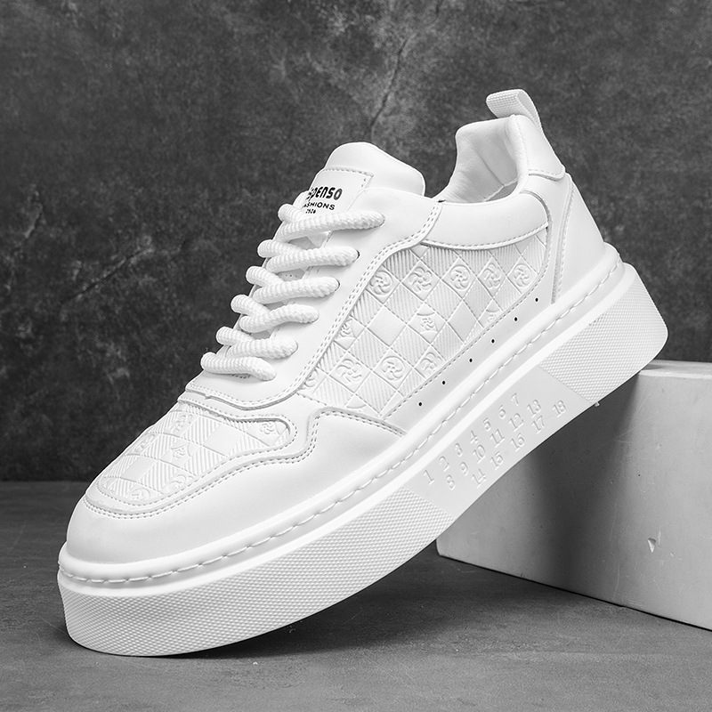 Men's shoes autumn fashion brand with niche original printed leather board shoes youth sports increase small white shoes