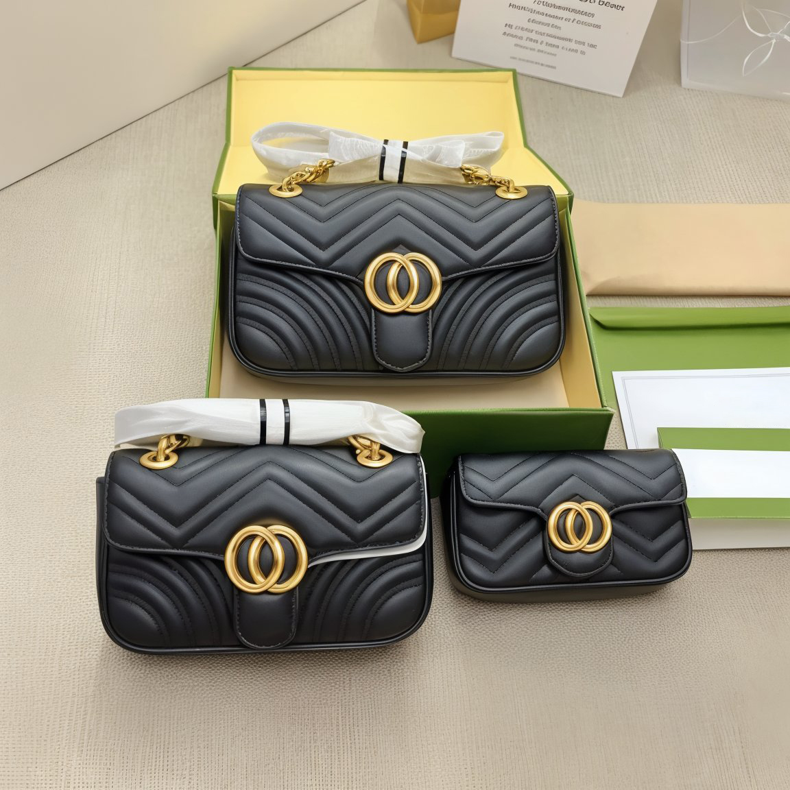 Shoulder Fashion Crossbody Designer Gold Chain Cowhide Flap 3 Size Black Tote High Quality Purse Mini Bag 10A