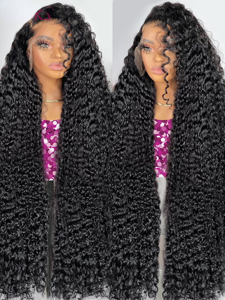 Free shipping 180density Glueless 13x4 Deep Wave Frontal 360 Hd Preplucked Bleached Knots Human Hair Wig Pre-Cut Curly Lace Closure for Women Ready To