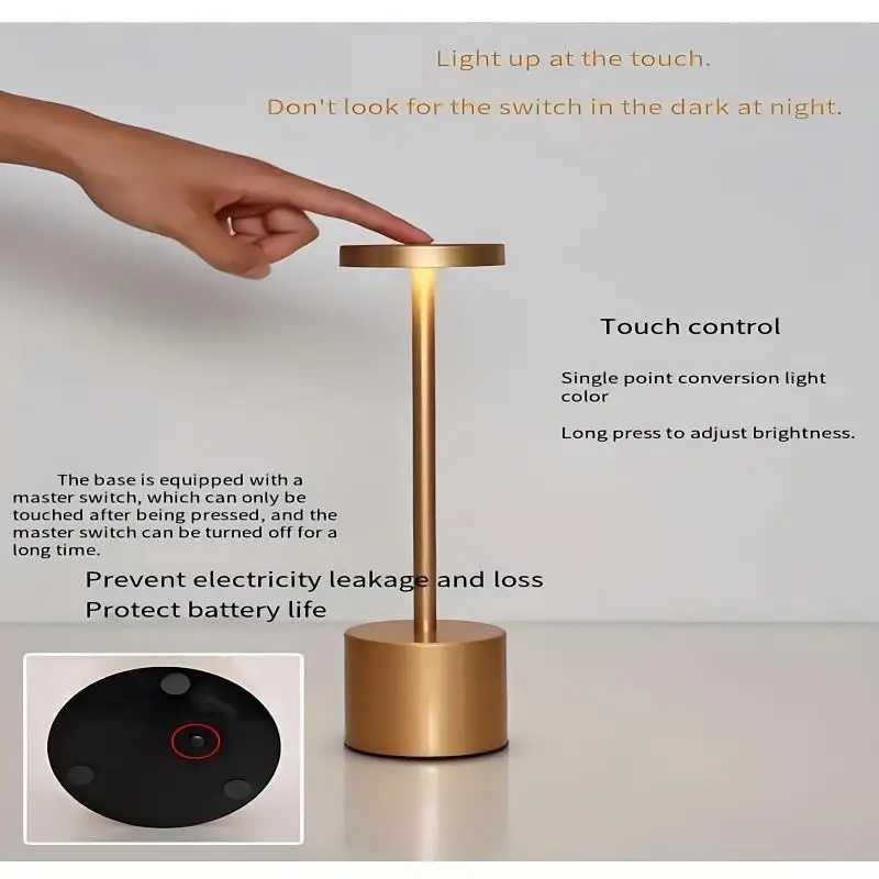 LED Rechargeable Classic Table Lamp 3-colors Infinitely Dimmable Wireless Touch Control Home Decoration Bedroom Creative Lamp Z250211