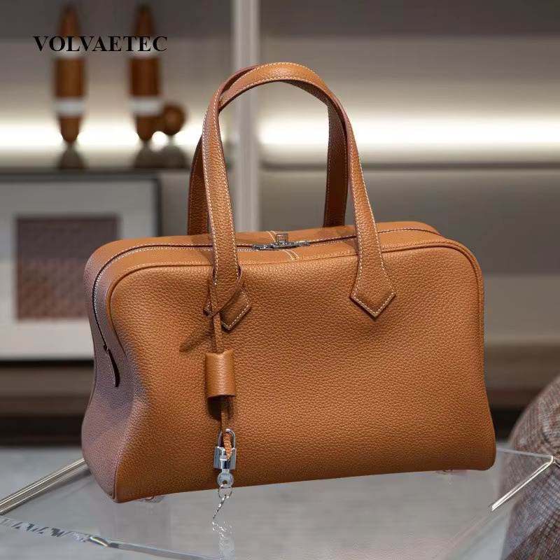 VOAETEC High Quality First Layer TC Cowhide Boston Baommuter Travel Light Large Capacity Handbag Casual Versatile - view 6