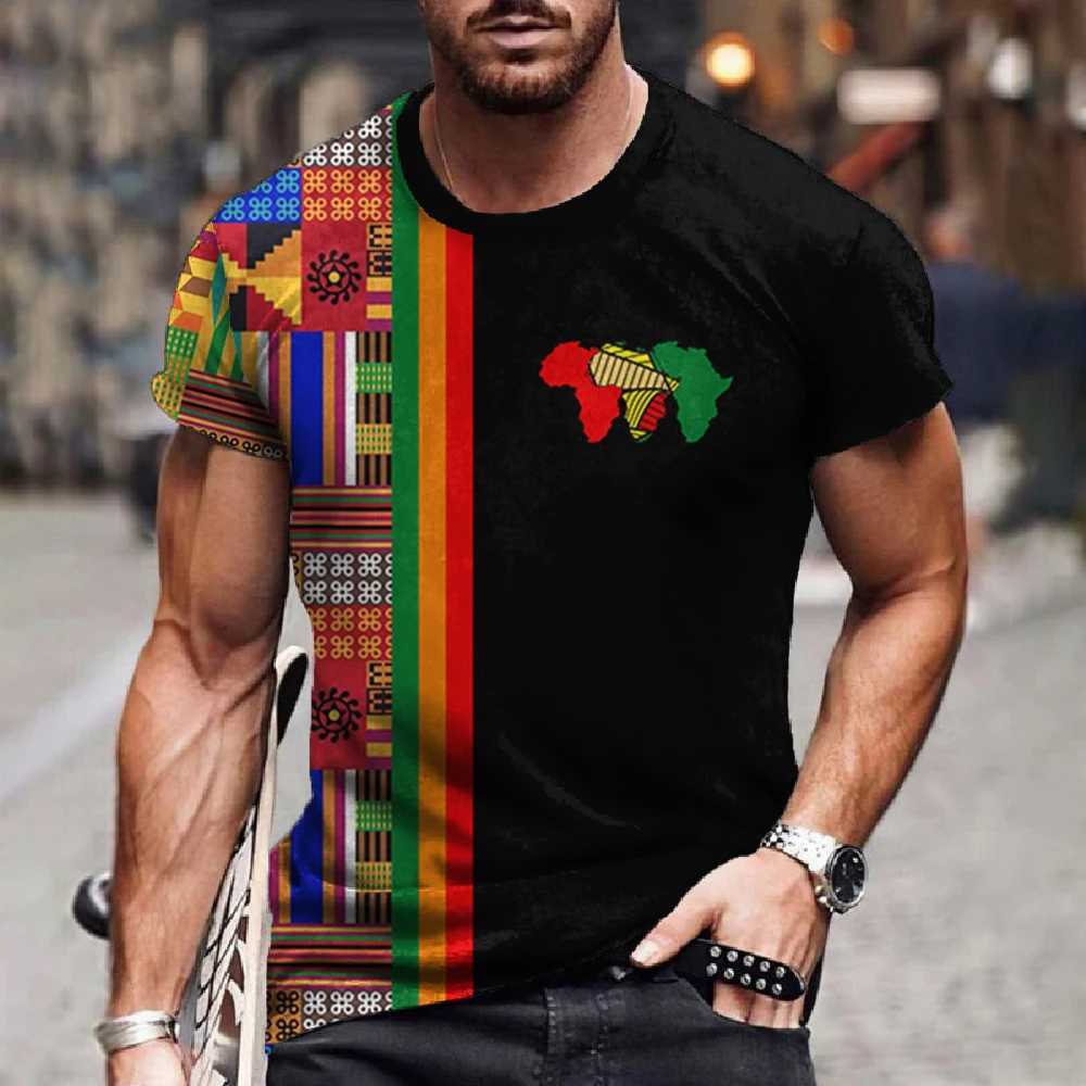 Mens T Shirt Ethnic Tribal Dashiki T-Shirts African Patterns 3D Print Men Short Sleeve 0 Neck Harajuku Y2k Tees Tops ClothingXJ250211