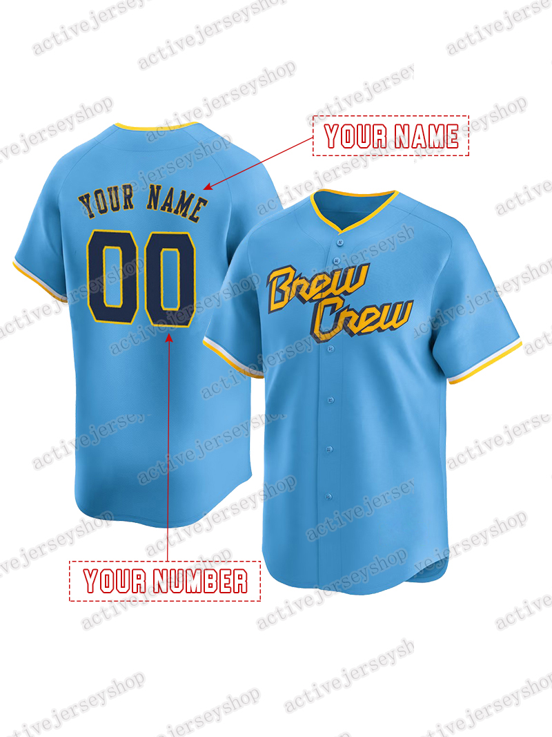 Custom Jersey 12 Rhys Hoskins 2025 Jackson Chourio Brice Turang Garrett Mitchell Yelich William Contreras Brandon Woodruff Jose Quintana