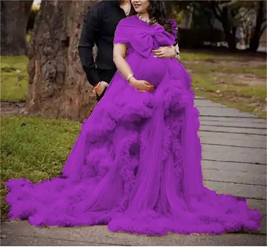 Maternity Dresses Long Tulle Ruffle maternity dresses photoshoot baby shower dress for pregnant women H250211