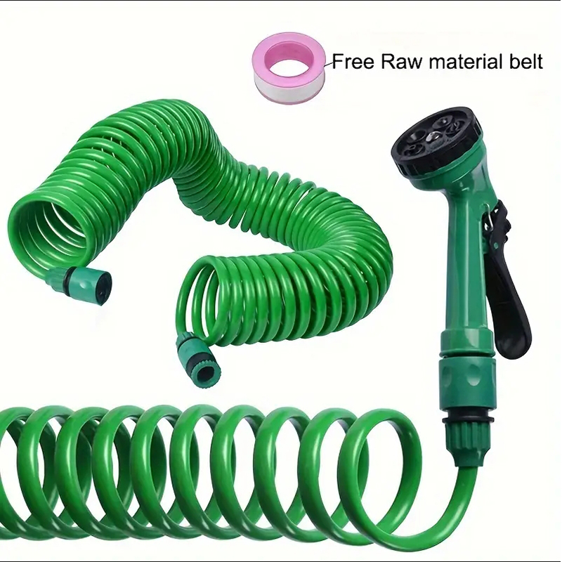 Flexible Garden Spiral Hose by Globe Includes Versatile 7-in-1 Gardening Nozzle, 15 Meters Length