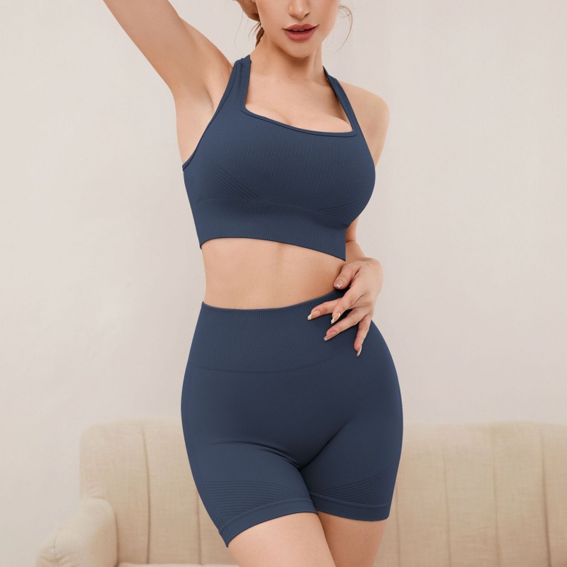 Designer Women's New Simple High Quality Sexy Bra Peach Hip Shorts 2-piece Yoga Clothing Fitness Clothing Training Sports Set