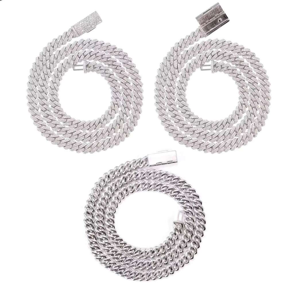 Quickly Prepare To Ship 8Mm 2-Row Moissanite Hip-Hop Jewelry Sier Chilled Cuban Chain Bracelet