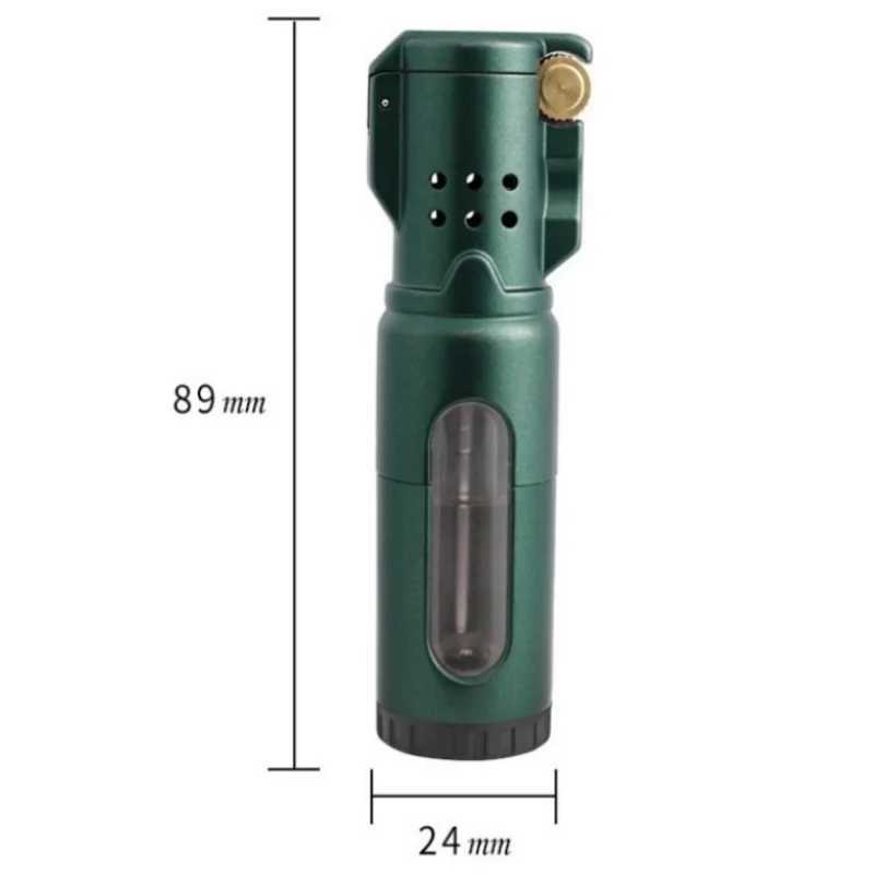 NEW JOBON 3 Fire Jet Lighter Inflatable Windproof Wheel Lighter Metal Transparent Gas Chamber Cigar Gun Lighter Gifts For MenT250211