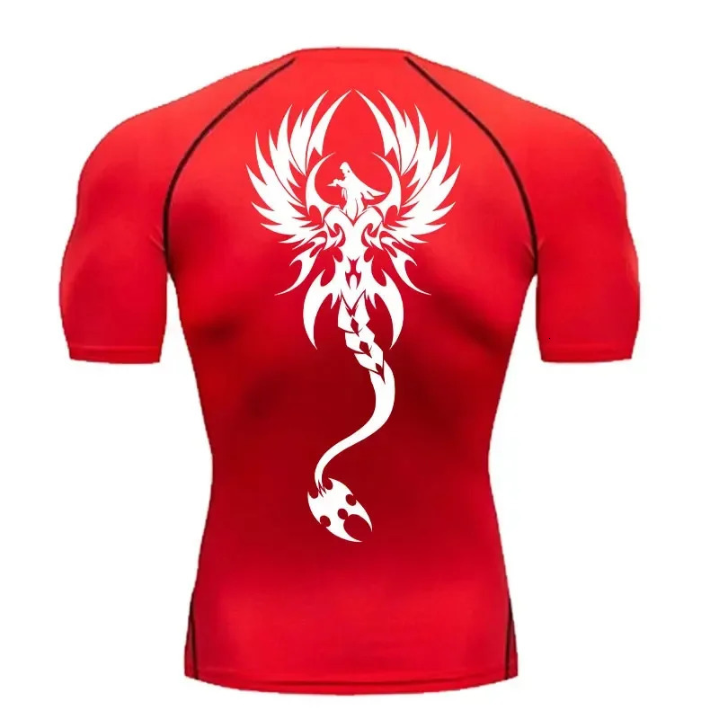 Muscle Training Quick Drying T-Shirt Y2K Dragon Print Compression T-Shirt Sports Workout Men Running Fitness Short Sleeve S-3XL 250211