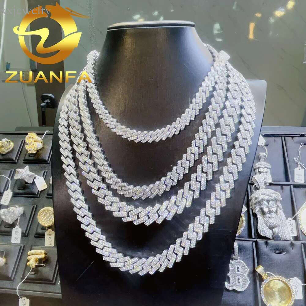 Hot Selg Drop Shipping Service Sterg Sier Hip Hop 10mm 12mm 14mm 15mm Iced Out Moissanite Dia Cuban k Chain