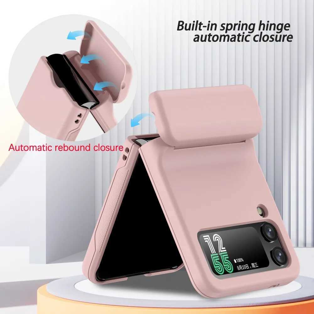 For Galaxy Z Flip 3 4 Case Matte Skin-Friendly Card Pocket Hinge All-inclusive Folding Shockproof Hard Cover Accessories Z250210