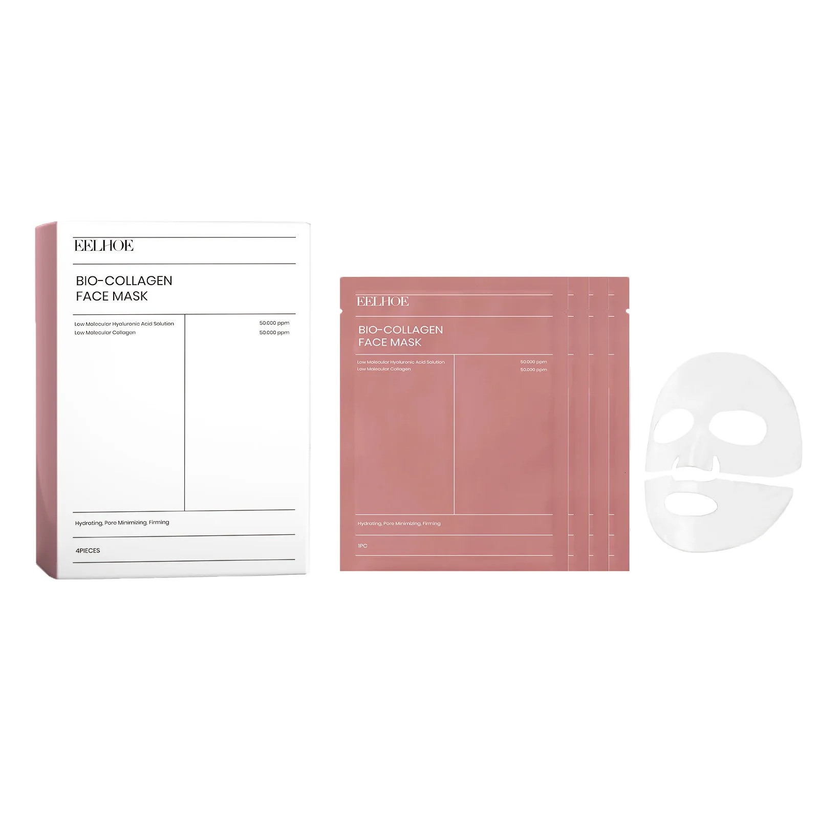 Eelhoe 4pcs Bio Collagen Face Mask Shrink Pores Deep Hydrating Rejuvenation Face Refreshing Brightening Facial Skin Care Mask 250113