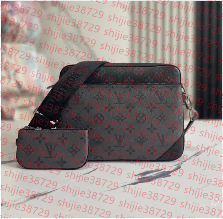 2024 Designer bags men 3pcs Trio Leather Black Flowers Messenger Purse Crossbody Bags Shopping Bag Plain Shoulder bag Handbags Women Wallets purse bag