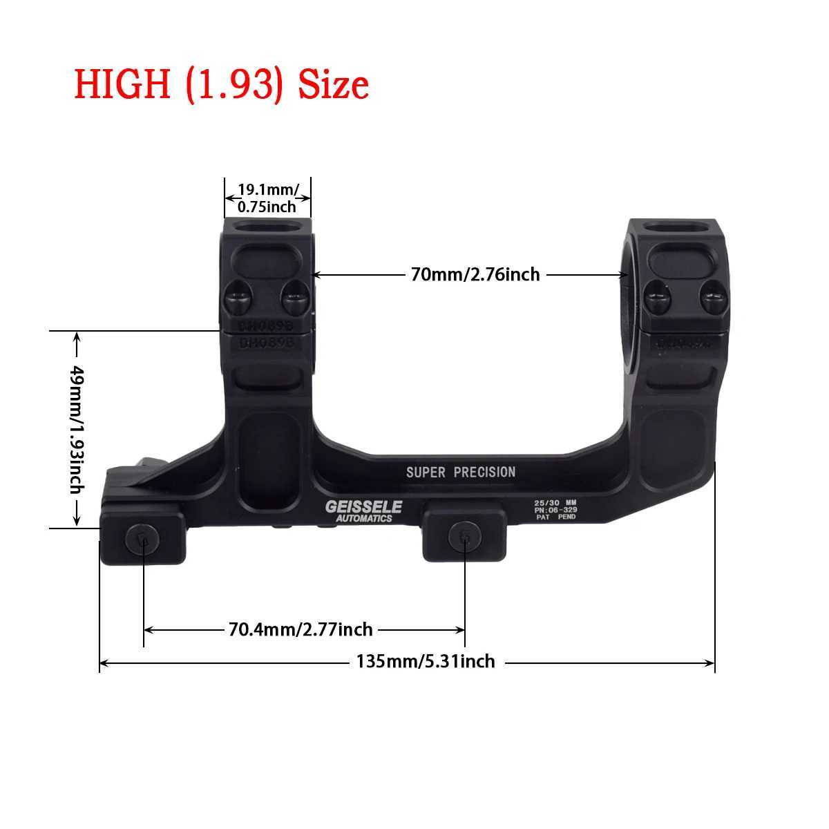 Tactical GEISSELE Cantilever Rifle Scope 25.4mm 30mm Ring ROF 45 90 RAISER Mount High Low Profile Base Super Precision AR5W250211