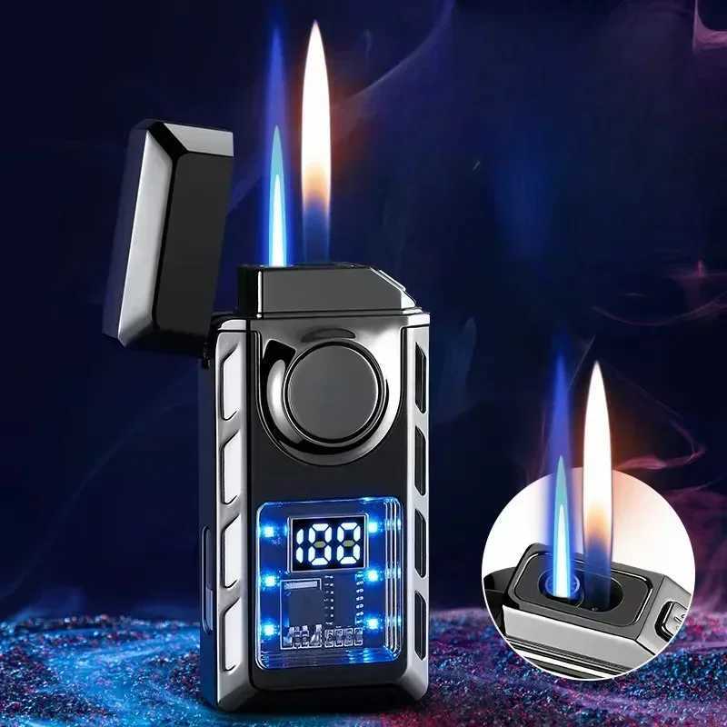 2024 Rechargeable Piezo Pse Windproof Cigar Cigarette Lighter Jet Butane Torch Gas Two Types Flames Lighters Smoking Accessory Y250210