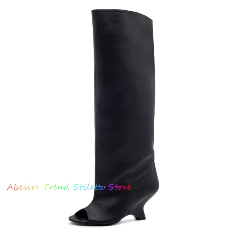 New Women's Suede Fish Mouth Wedge Heel Hot Boots - Summer Hollow Cool Spicy Girl, Height Increasing Tube Stacking, 2024