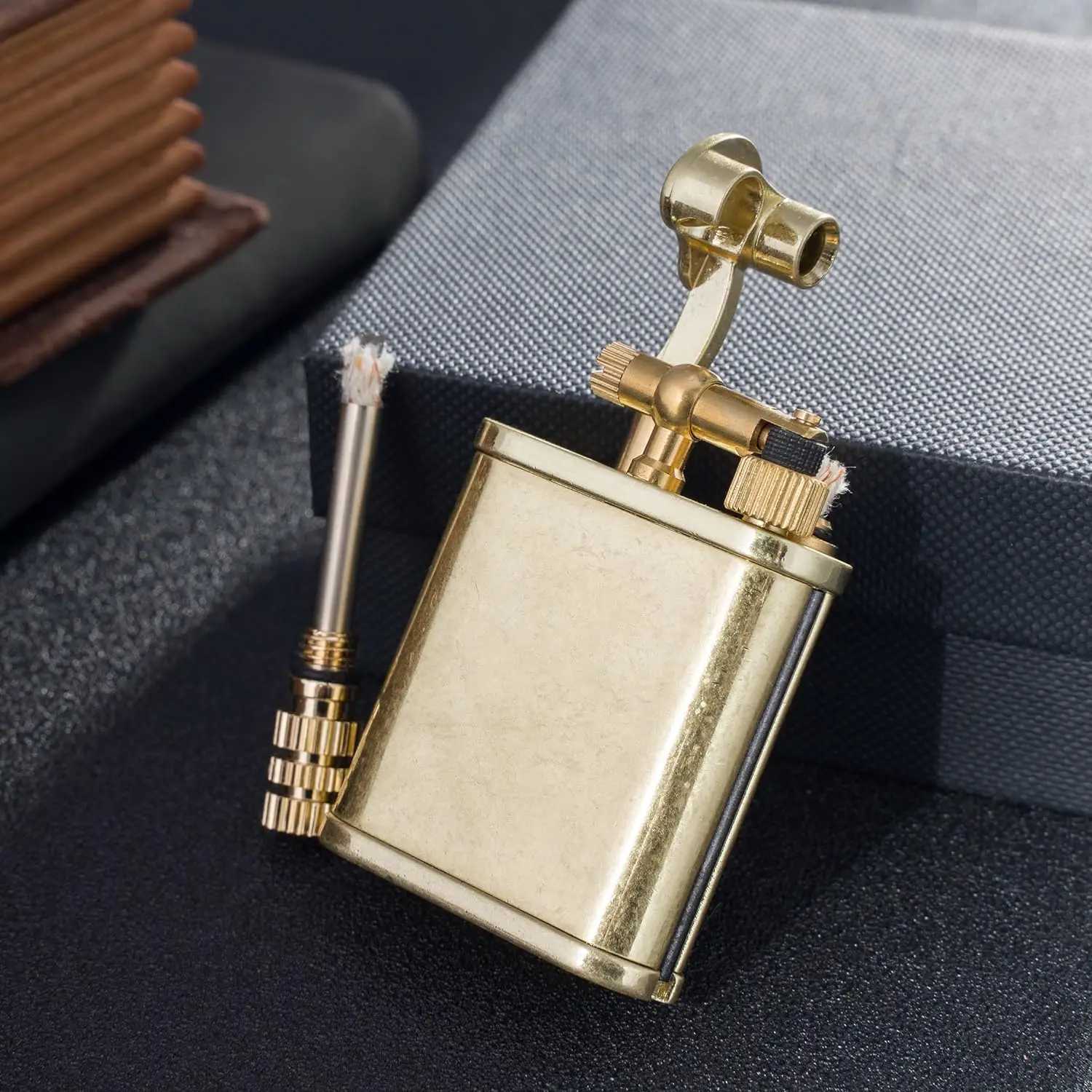 2 in 1 Cool Lighter Kerosene Pernt Match Antique Luxury Vintage Style Refillable Lighters for Fire Cigarette Candle Kitchen Y250210