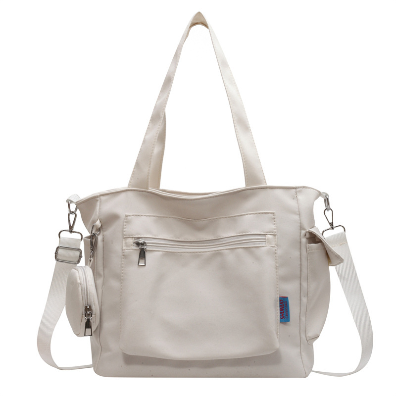 Cross-border 2025 new solid color canvas bag female student Tote bag Large capacity hand bill shoulder crossbody bag Hot