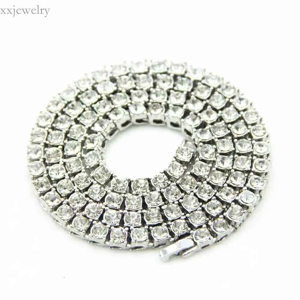 designer titanium steel plated gold sier tennis 3-5mm width inlaid 5A CZ dia iced out chain k necklace for women men hip hop jewelry