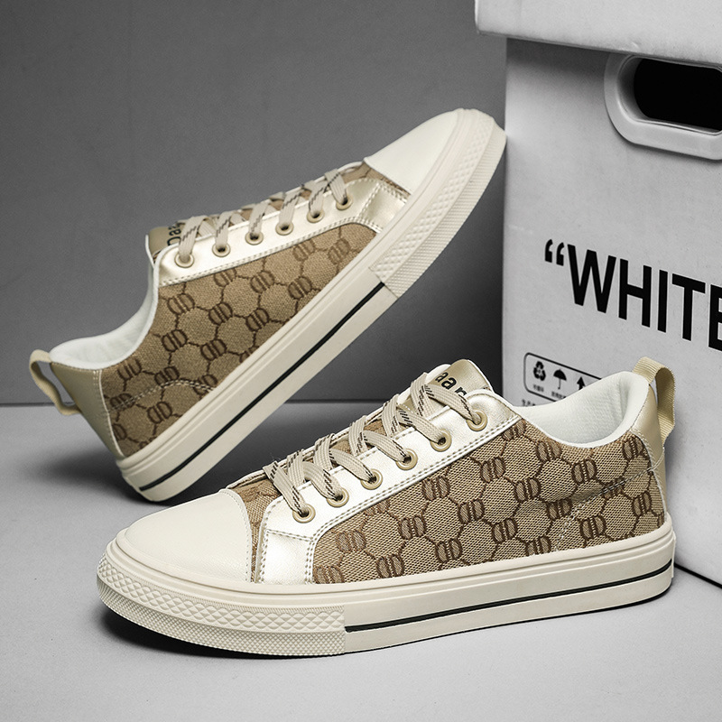 Men's spring sneakers Men's fashion shoes Casual couple student Korean lace-up low top board shoes 2025
