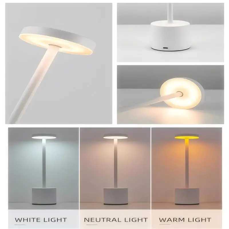 LED Rechargeable Classic Table Lamp 3-colors Infinitely Dimmable Wireless Touch Control Home Decoration Bedroom Creative Lamp Z250211