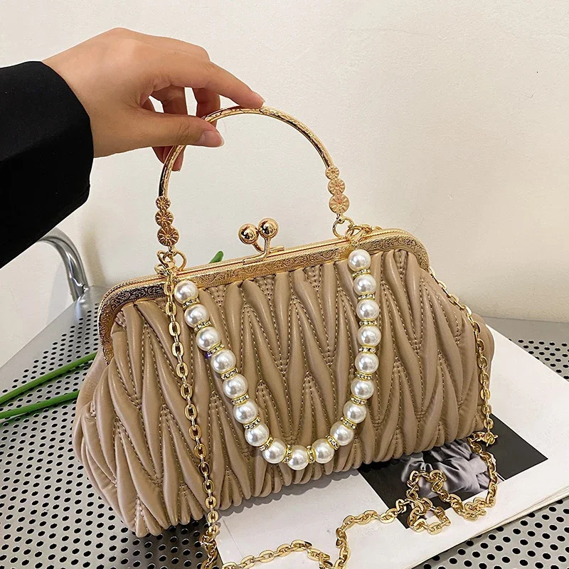 PU Leather Women Evening Bag Chain Shoulder Messenger Bag Shell Clip er Handbag Fashion Purse Party Wedding Clutch 250207
