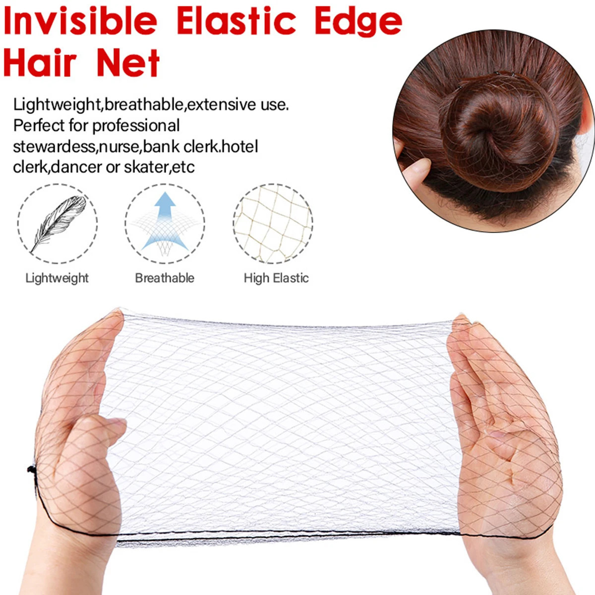 10pcs Invisible Bun Net Simple Style Mesh Net Breathable Wig Net Hair Styling Tool Women Female Hair Accessories 250113